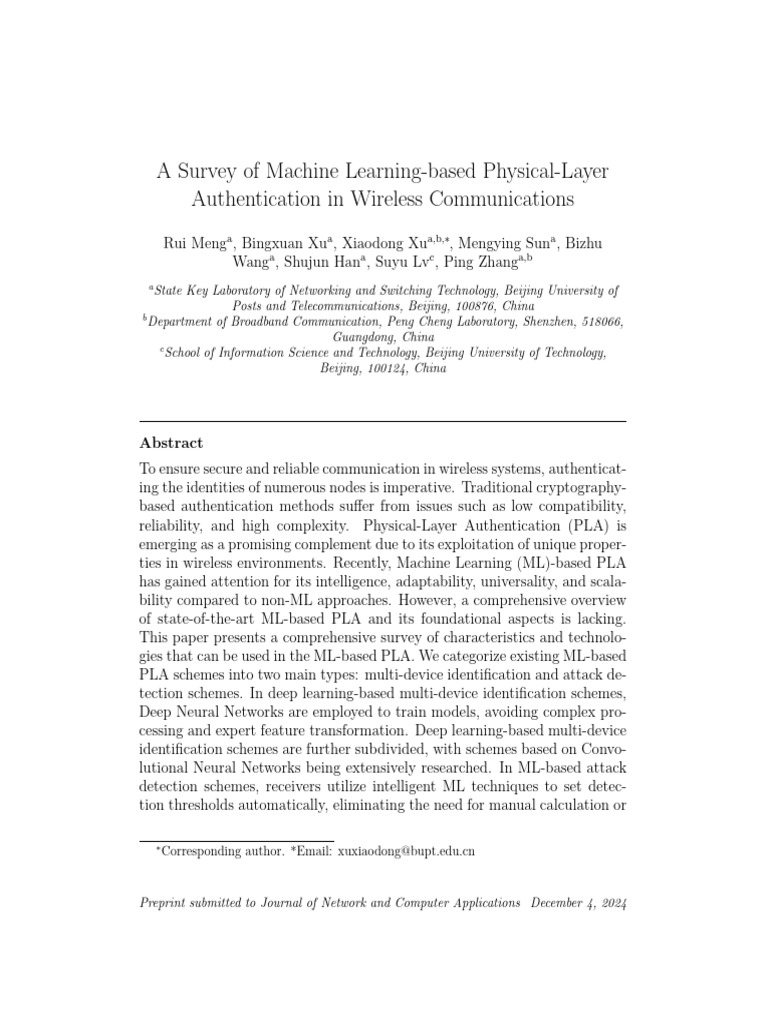 Machine Learning in Wireless Authentication | PDF | Computer Security ...