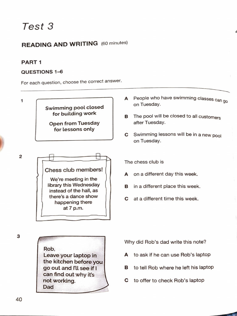Test 3: Reading and Writing Practice | PDF