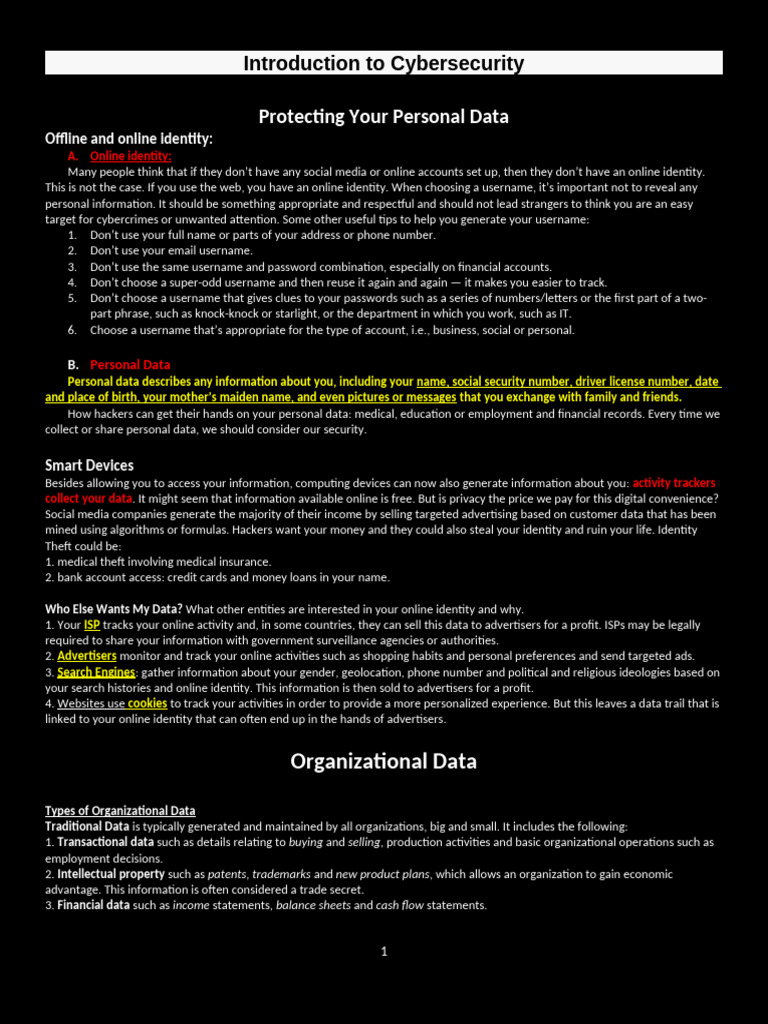 Cybersecurity: Protect Your Data Online | PDF | Security | Computer ...