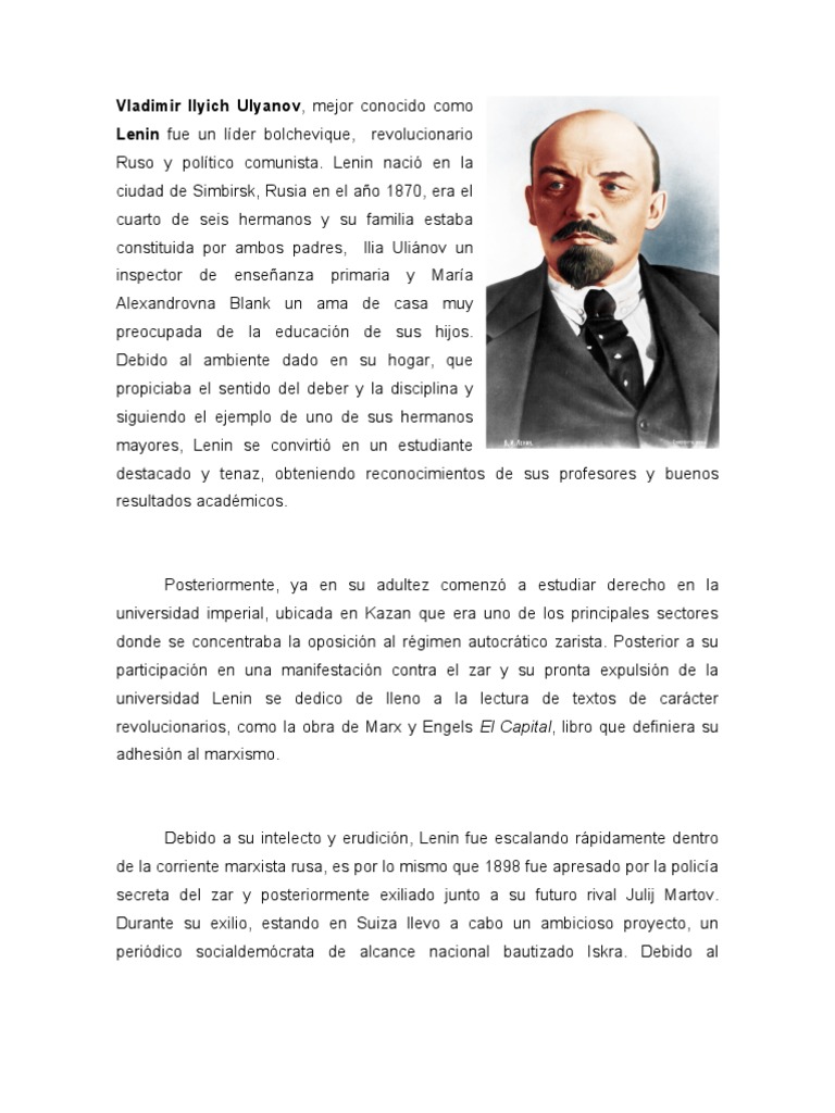 Vida y legado de Lenin | PDF | Vladimir Lenin | Rusia