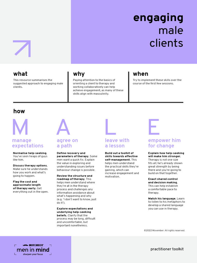Men in Mind - Engaging Male Clients | PDF | Cognitive Science | Learning