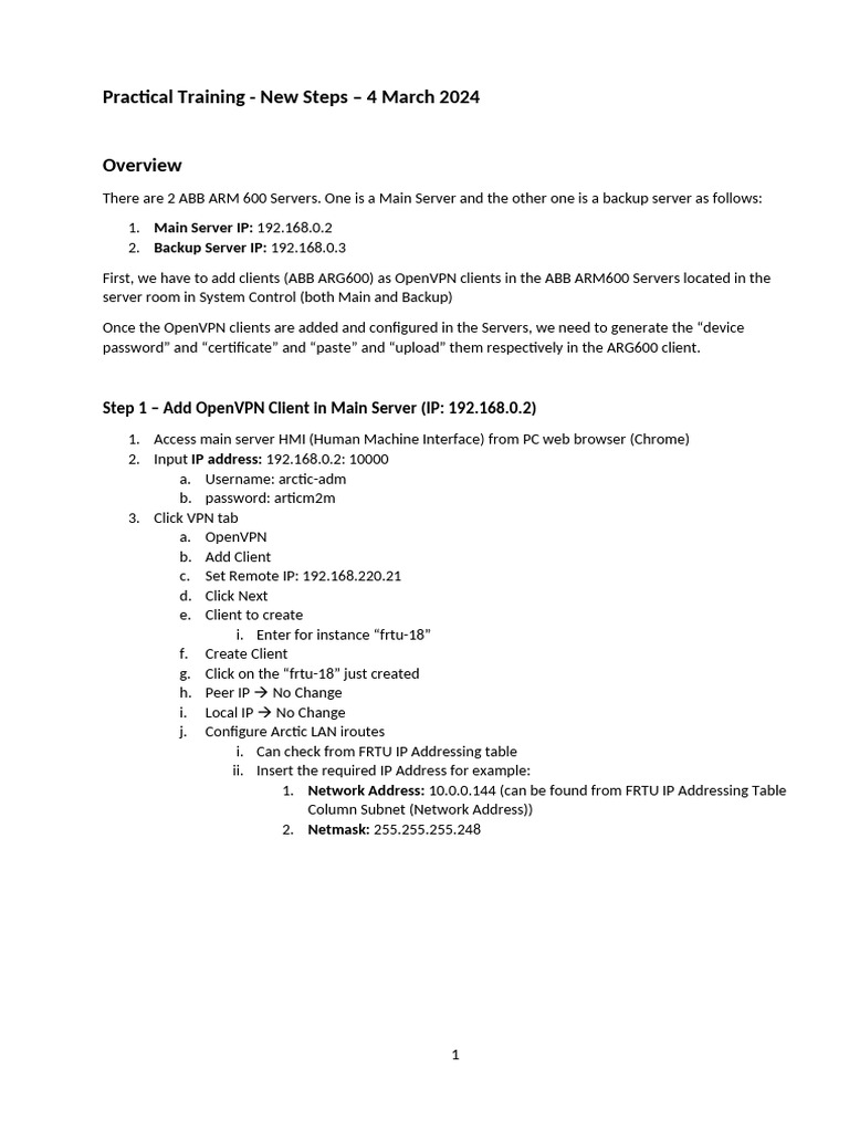 Configuring New Client to ARM600 WithMain and Backup Server StepByStep ...