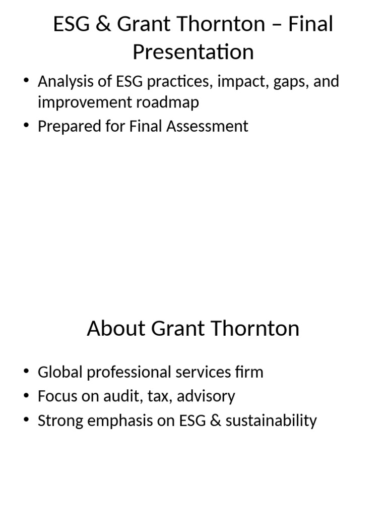 Grant Thornton ESG Practices Analysis | PDF