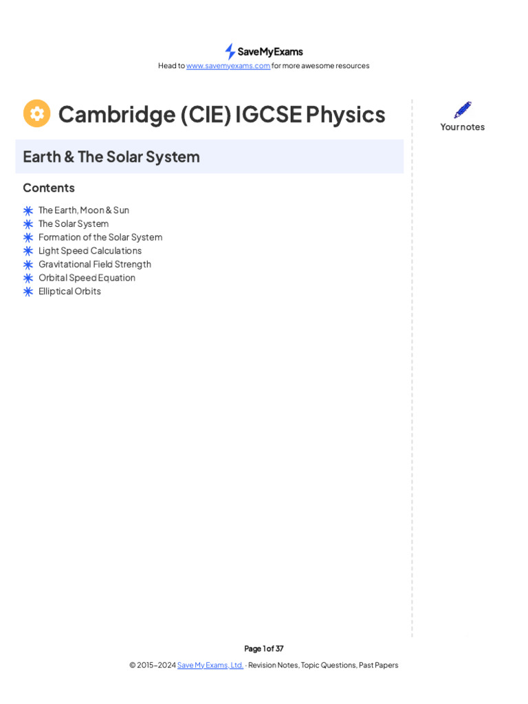 6.1 Space Physics - Earth and the Solar System | PDF | Solar System ...