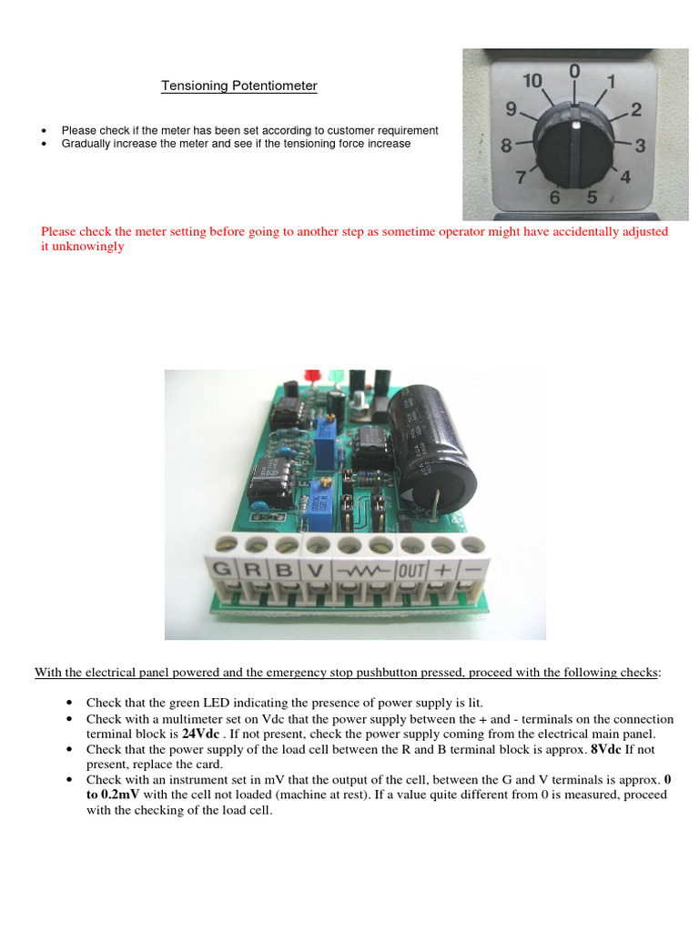Tensioning Potentiometer Setup Guide | PDF