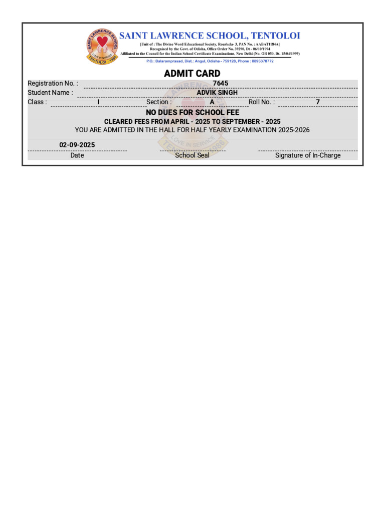 Admit Card | PDF