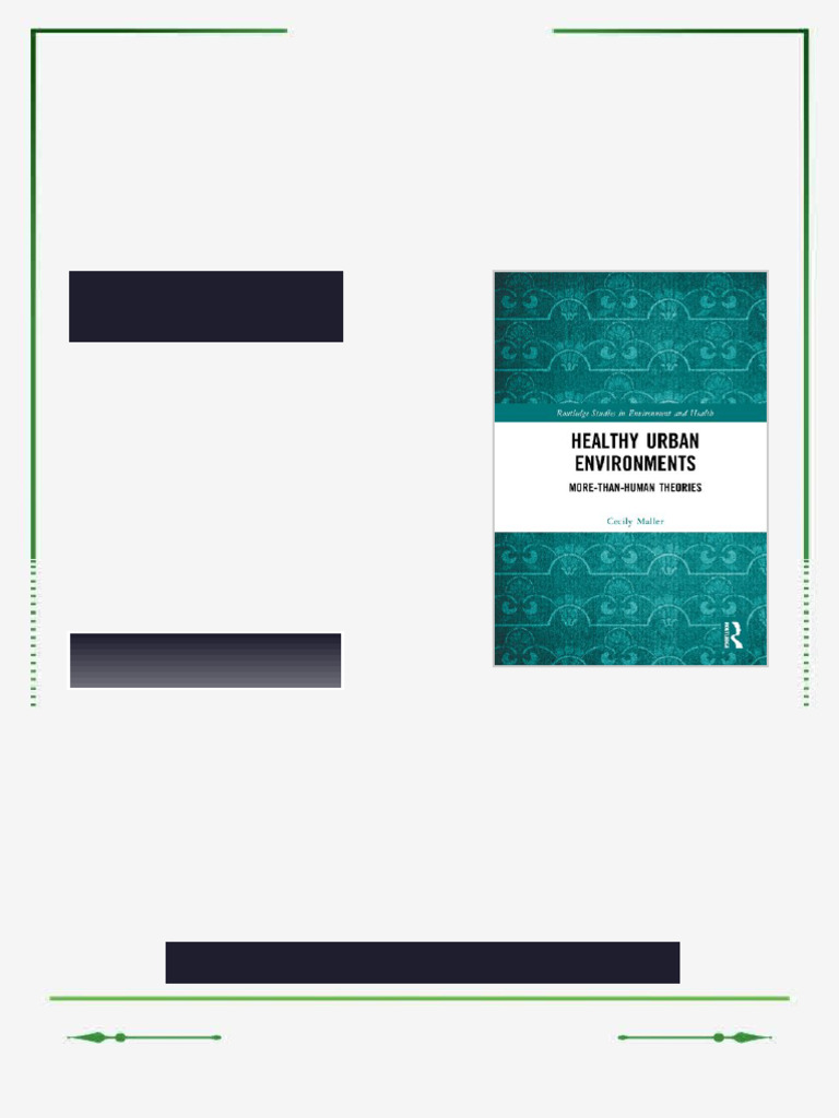 Healthy Urban Environments More than Human Theories 1st Edition Cecily ...
