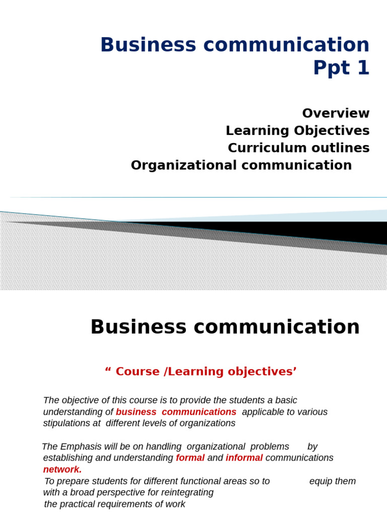 Business Communication Course Overview | PDF | Nonverbal Communication ...