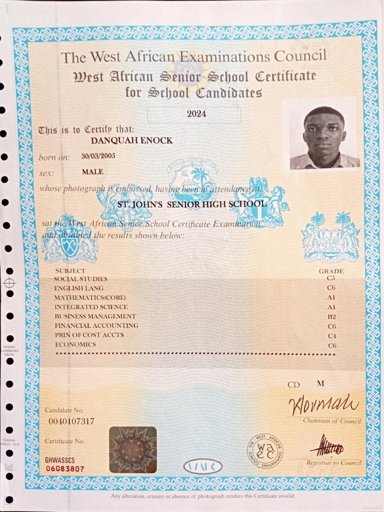 2024 Academic Transcript for Danquah Enock | PDF | Educational ...