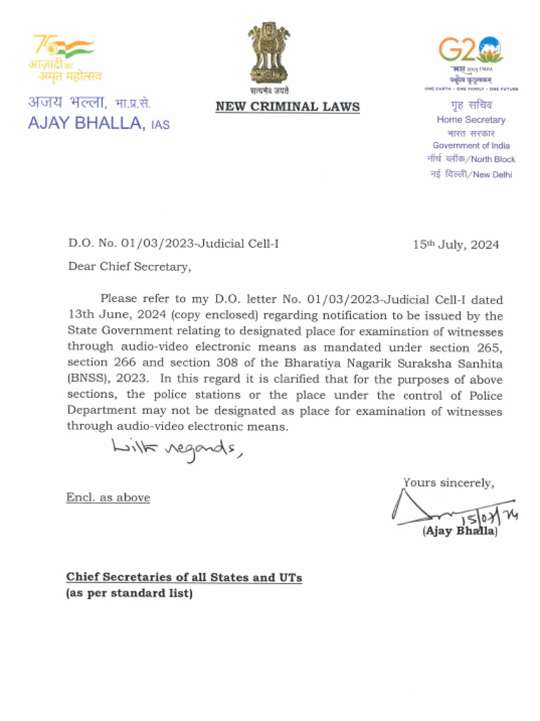 D. O. Letter to Chief Secretaries of All States and UTs Reg.- New ...