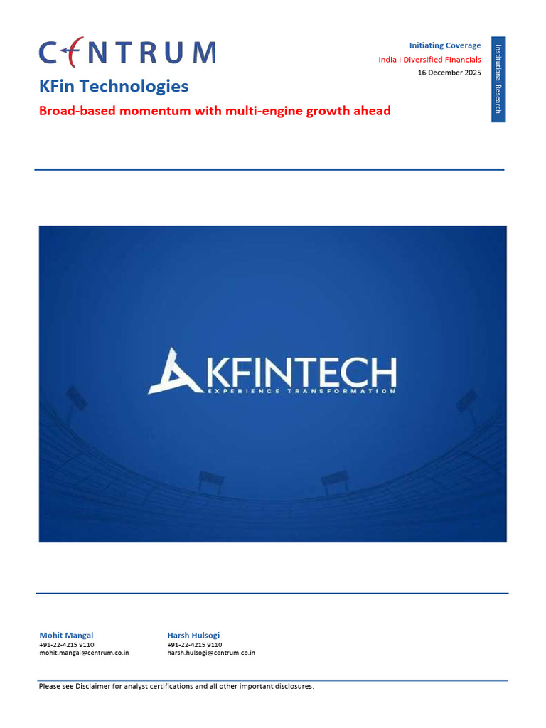 KFin Technologies: Growth & Valuation Insights | PDF | Initial Public ...