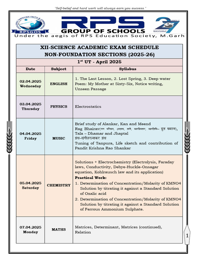 Schedule XII Science 2025-26 | PDF | Optics | Mathematics