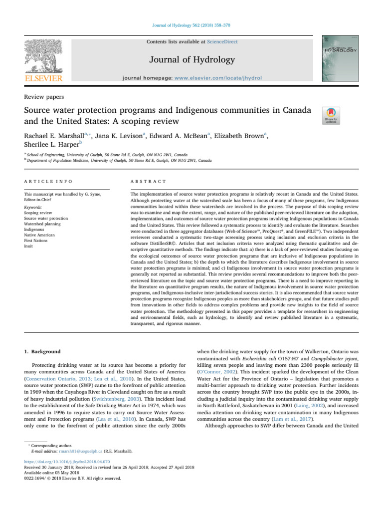Indigenous Involvement in Water Protection | PDF | Systematic Review ...