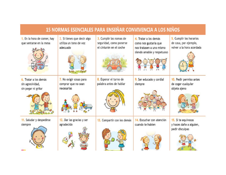 15 Normas para Enseñar Convivencia Los Niños | PDF
