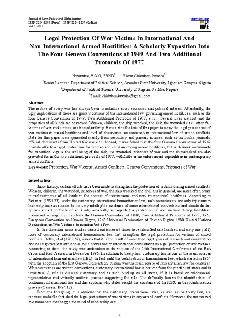 Legal Protection Of War Victims In International And Non