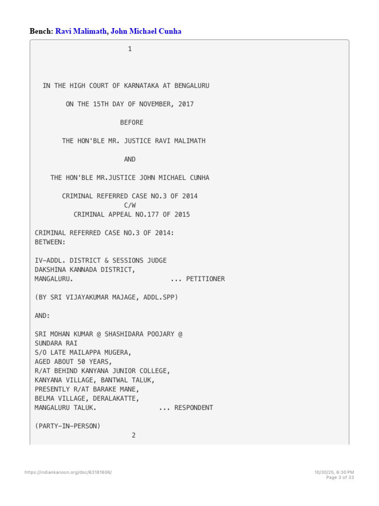 Karnataka High Court Death Sentence Case | PDF | Fine (Penalty) | Witness