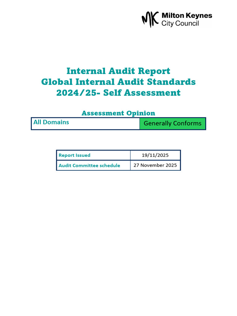 Internal Audit Self-Assessment 2024/25 | PDF | Internal Audit | Audit