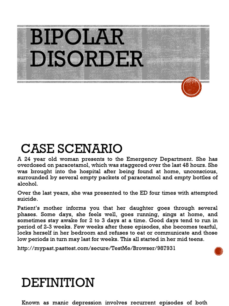 Bipolar Disorder Case Study Overview | PDF | Bipolar Disorder | Mania