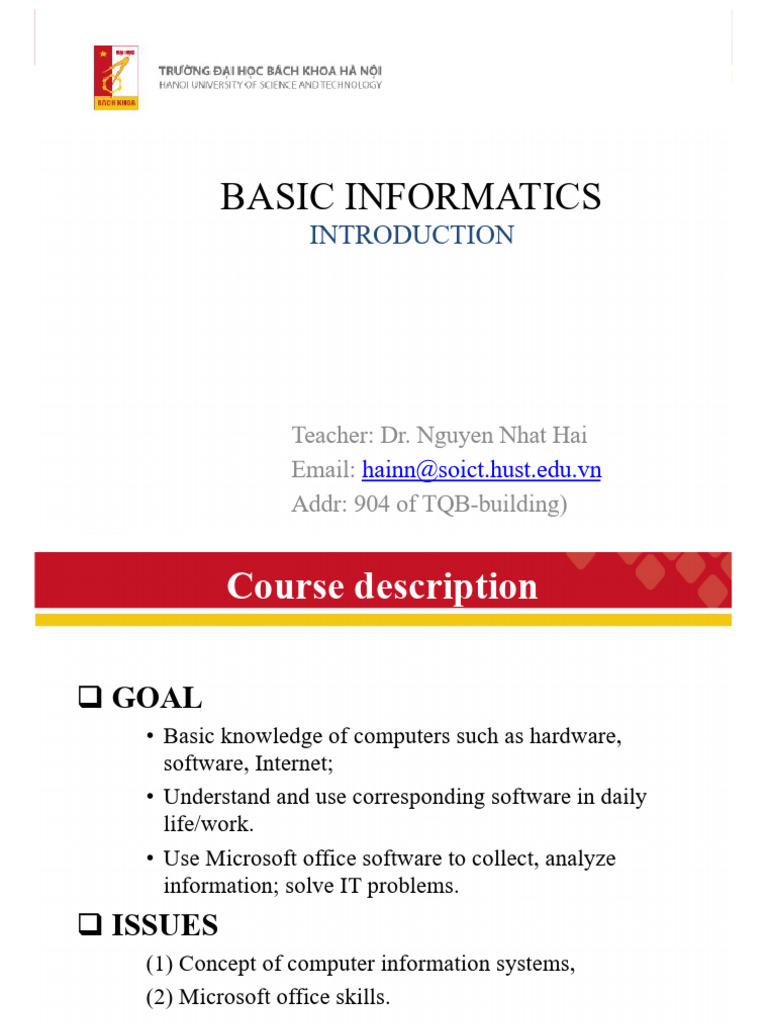 Basic Informatics Course Overview | PDF