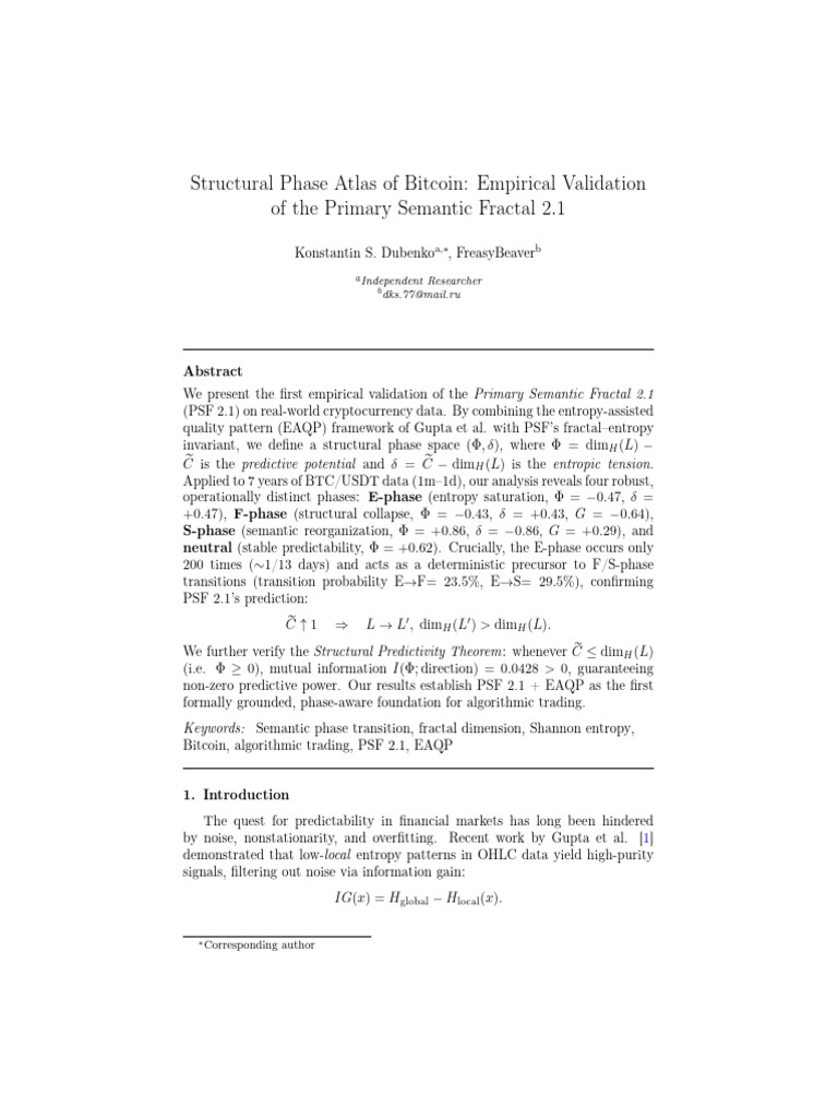Structural Phase Atlas of Bitcoin | PDF | Information | Entropy