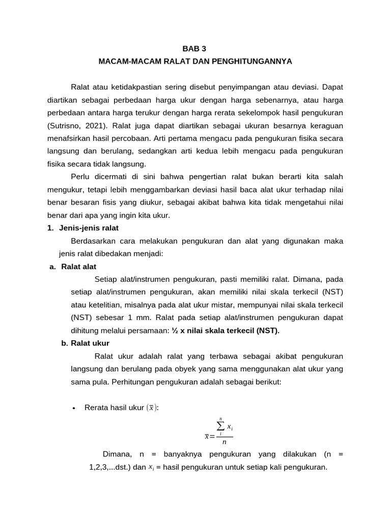 Jenis dan Klasifikasi Ralat Pengukuran | PDF