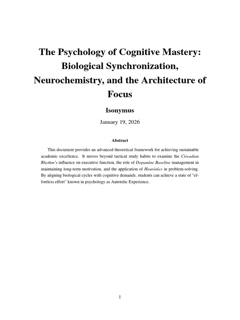 Cognitive Mastery for Academic Success | PDF | Circadian Rhythm ...