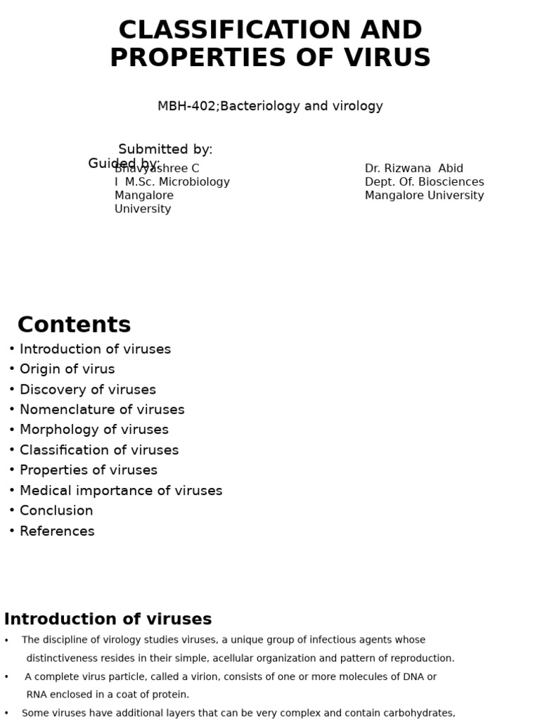 Virus Classification and Properties Guide | PDF | Virus | Reverse ...