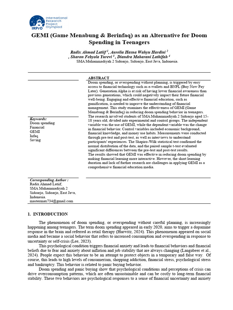 No Bio Gemi for Irpro 2025 | PDF | Adolescence | Data