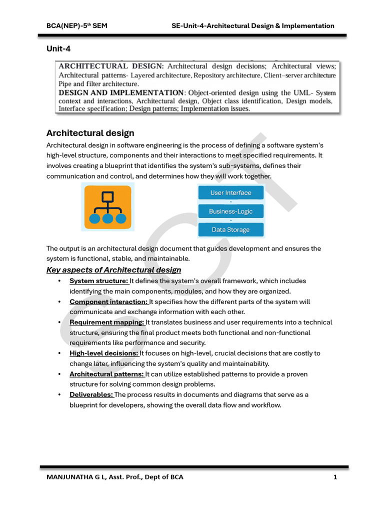 SE Unit 4 Architectural Design(NEP) | PDF | Class (Computer Programming ...
