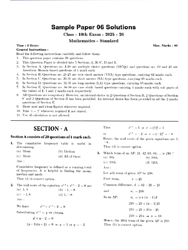 Sample Paper - 6 | PDF
