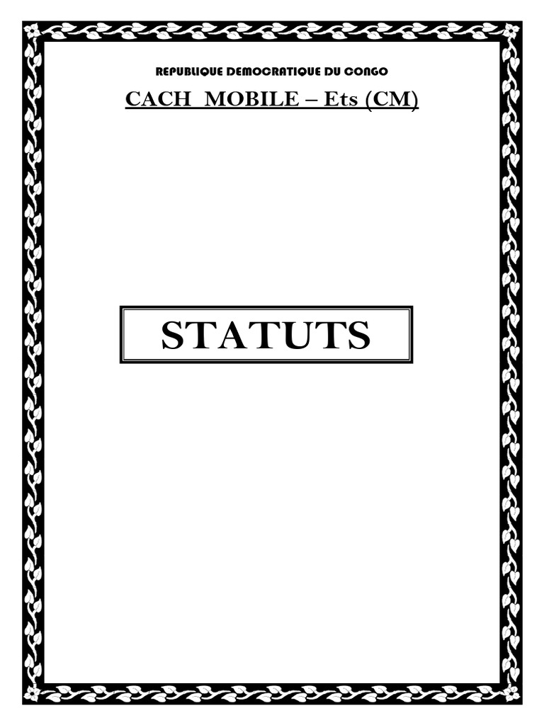 Statuts de CACH Mobile en RDC | PDF | Partenariat