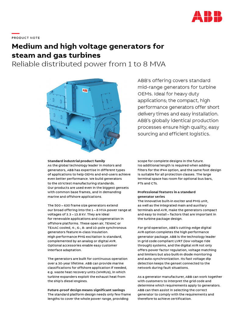 High-Performance Generators for Turbines | PDF | Electric Generator ...