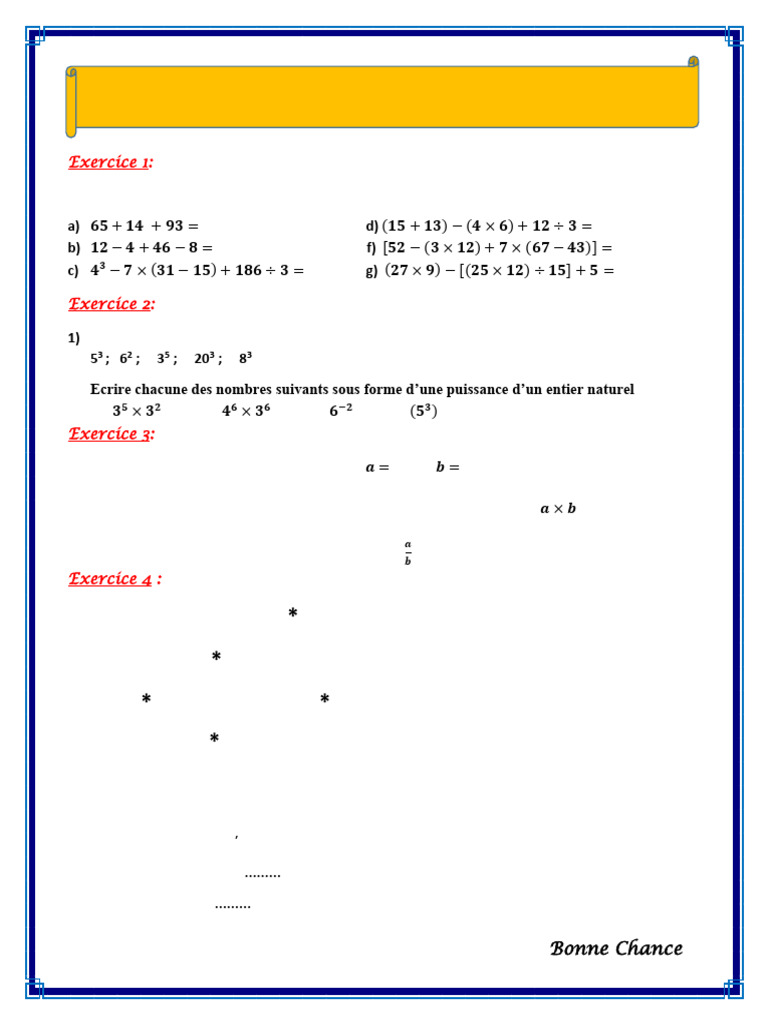 Exercices de mathématiques 1AS 2026 | PDF