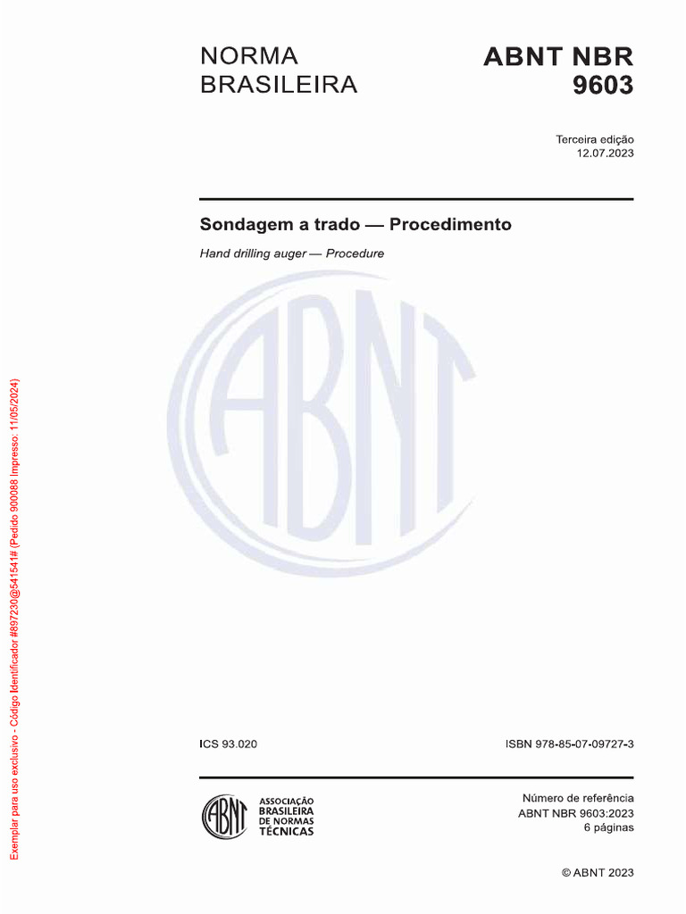 Abnt NBR 9603 - 2023 - Solo - Sondagem A Trado | PDF