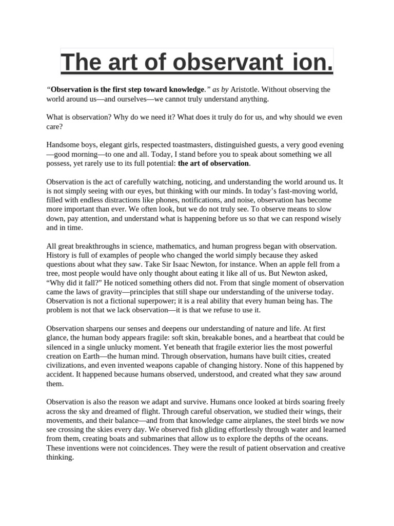The Art of Observation Explained | PDF | Intelligence | Cognition