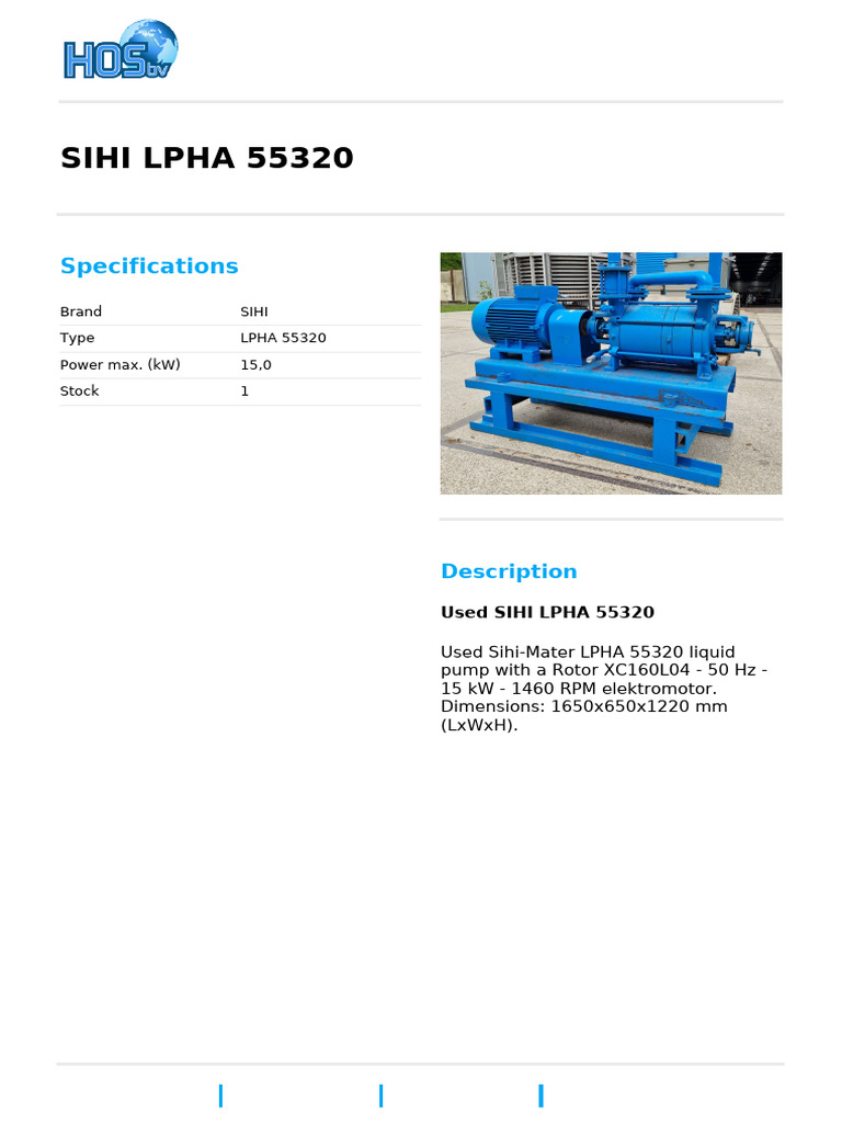 SIHI LPHA 55320 Productsheet | PDF