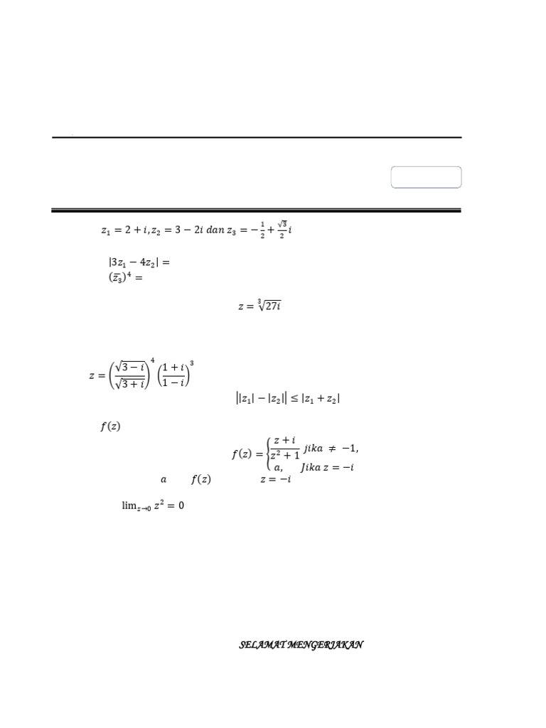 Soal Ujian Analisa Kompleks UNINDRA | PDF