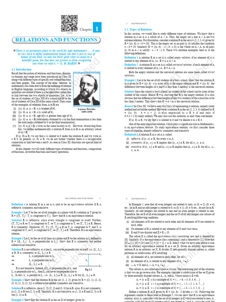 RELATIONS AND FUNCTIONS Class 12 | PDF | Function (Mathematics ...