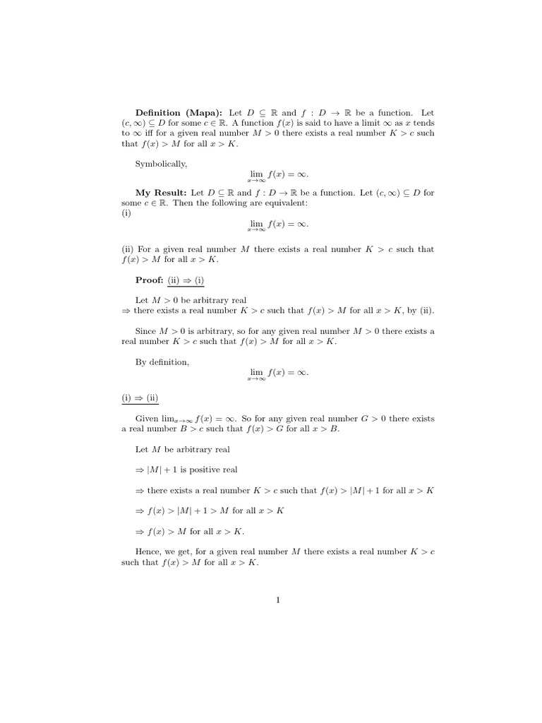 Understanding Limits of Functions at Infinity | PDF