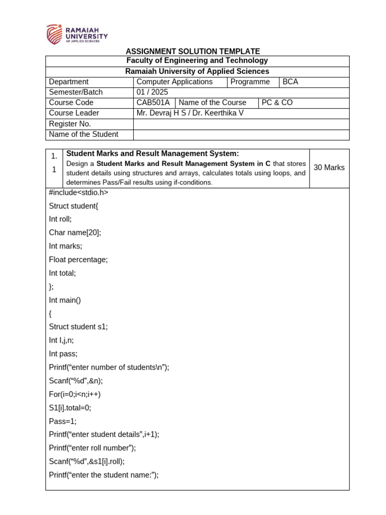 PC CO Assignment Solution Template1 | PDF | Object Oriented Programming ...