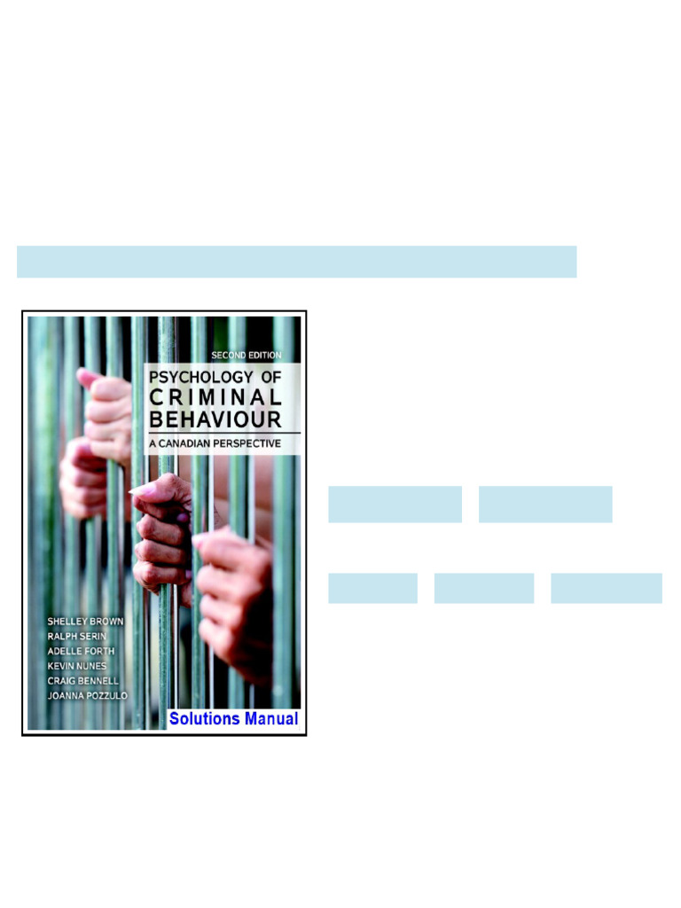 Psychology of Criminal Behaviour A Canadian Perspective Canadian 2nd ...