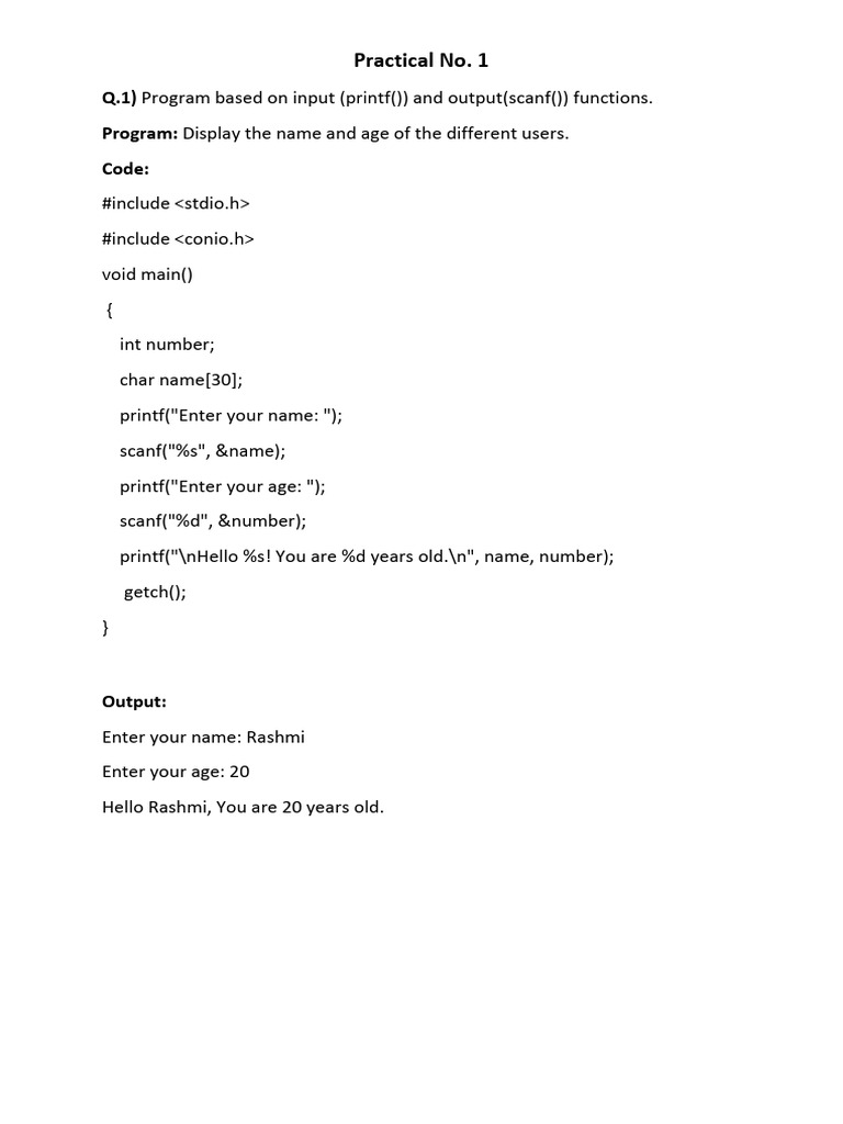 C Programs for Basic Programming Concepts | PDF | Integer (Computer ...