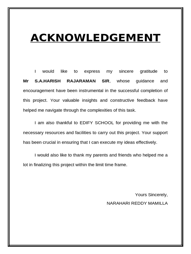 Project Acknowledgement Letter | PDF