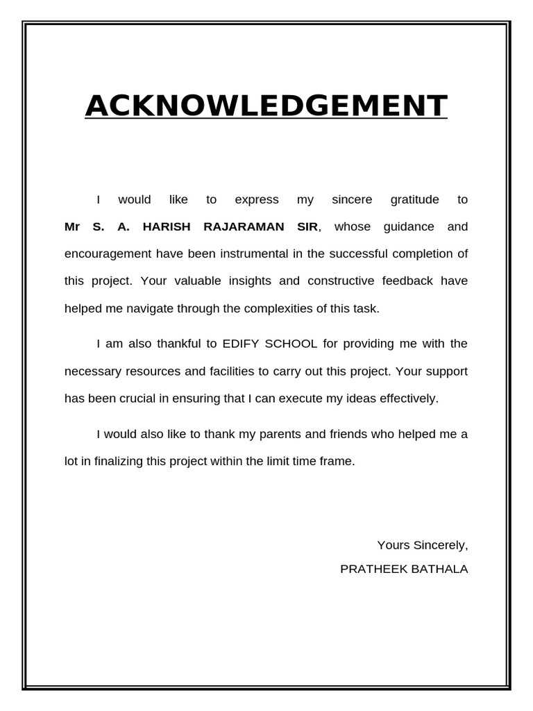 Pratheek Physics Acknowledgement | PDF