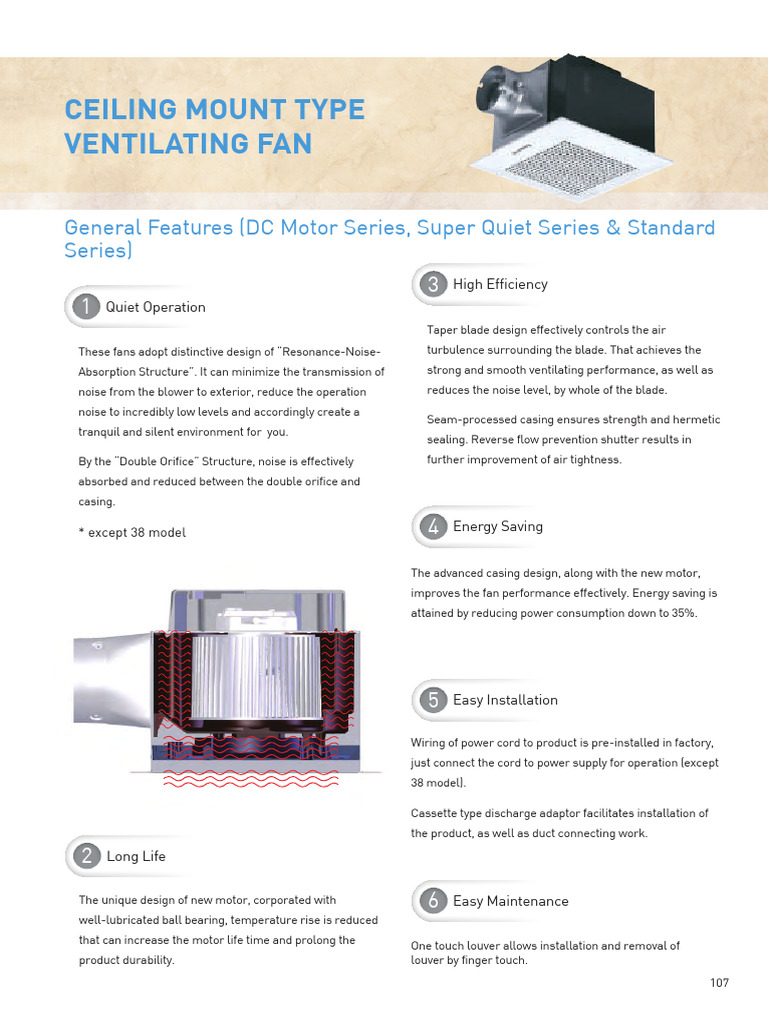Super Quiet Ceiling Mount Fans Overview | PDF | Mechanical Engineering
