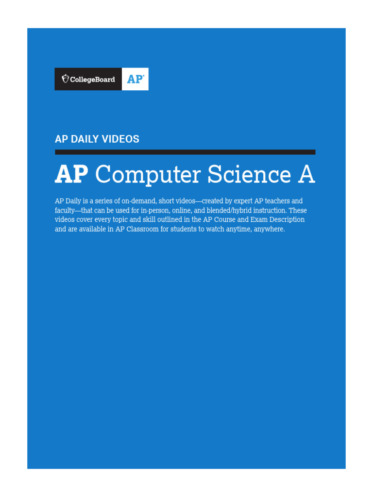 AP Computer Science A Daily Videos | PDF | Inheritance (Object Oriented ...