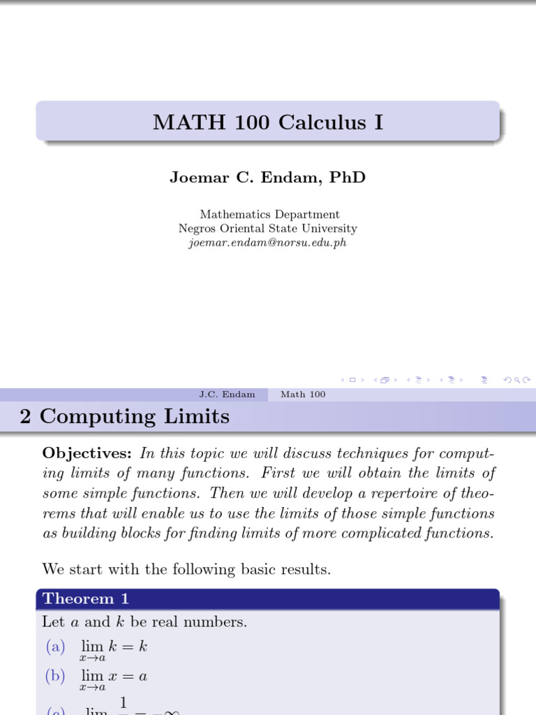 Techniques for Computing Limits in Calculus | PDF | Square Root ...