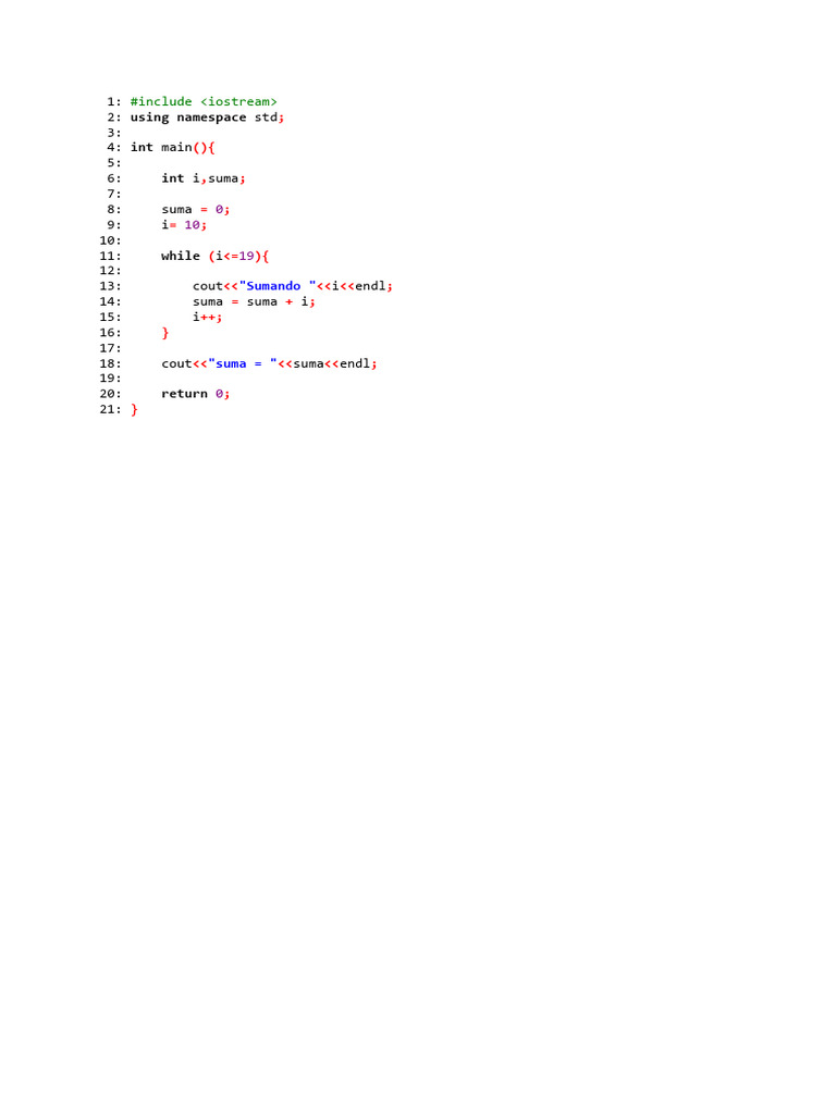C++ Program for Summing Integers | PDF