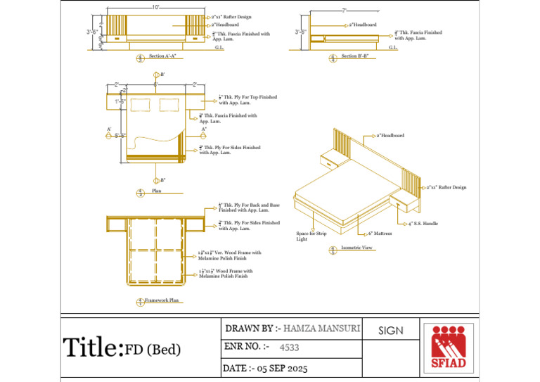 Wood Frame Bed Design Specifications | PDF | Furniture