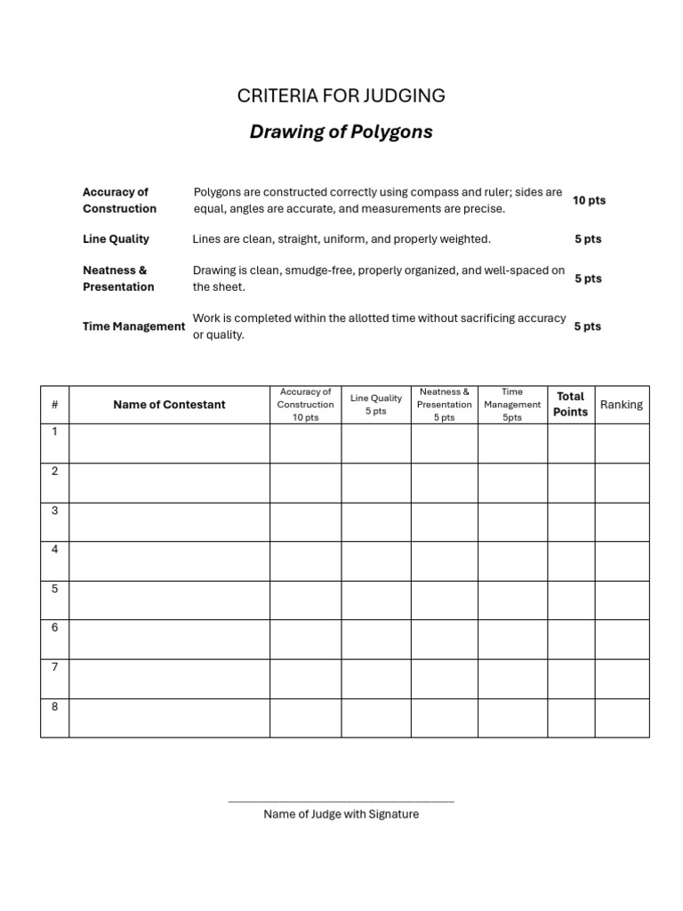 Judging Criteria for Art and Skills Contests | PDF